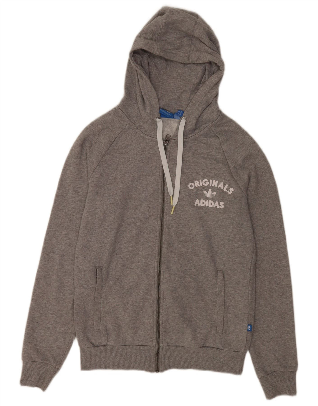 Suéter adidas feminino com capuz e zíper UK 14 algodão cinza médio