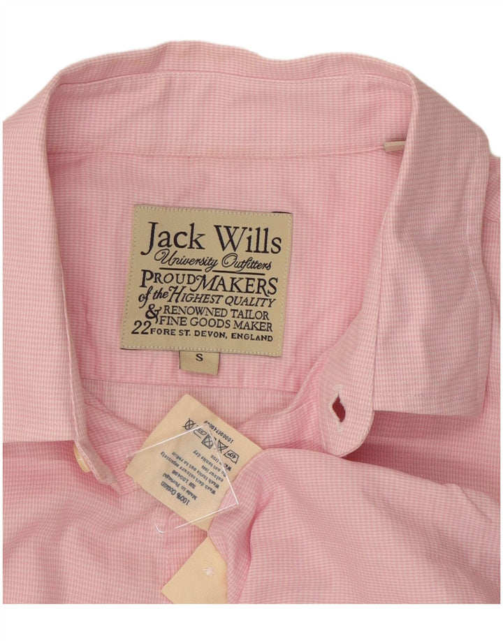 Camisa masculina Jack Wills pequena rosa houndstooth algodão