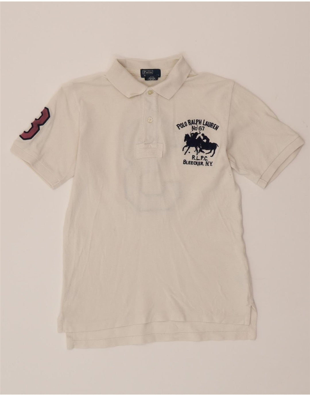 POLO RALPH LAUREN Camisa polo masculina gráfica 7-8 anos pequena algodão branco
