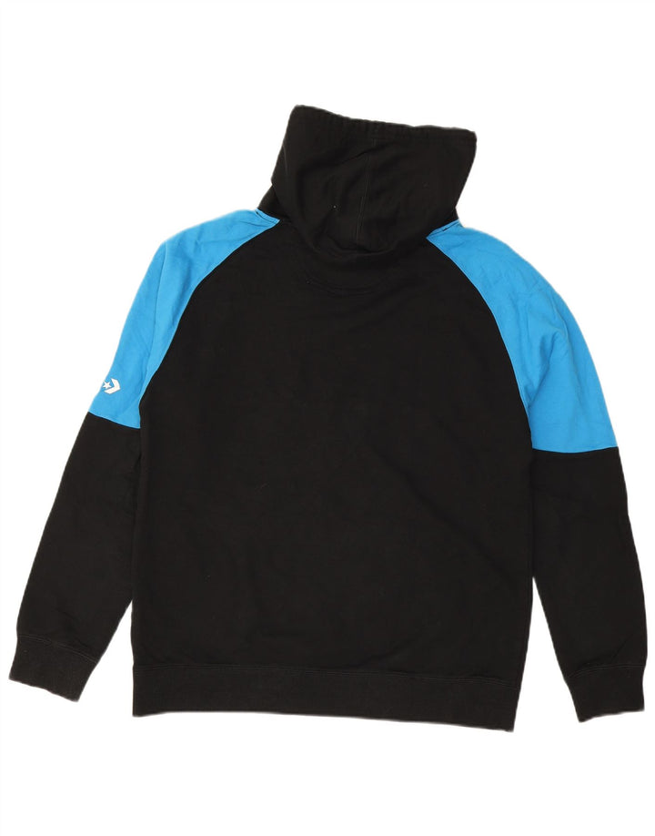 Suéter com capuz gráfico masculino CONVERSE médio preto colorblock algodão