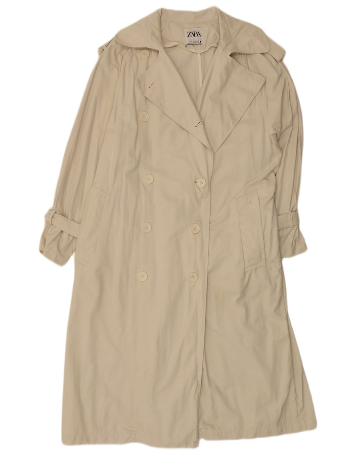 ZARA Womens Oversized Trench Coat UK 14 Médio Bege Poliéster