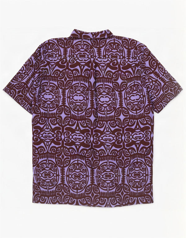 Tribal Origin Masculino Abstrato Padrão Camisa de Manga Curta 2XL Algodão Roxo
