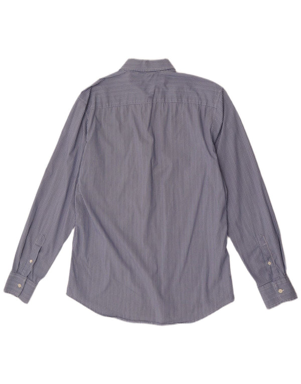 Camisa masculina Benetton grande algodão listrado azul