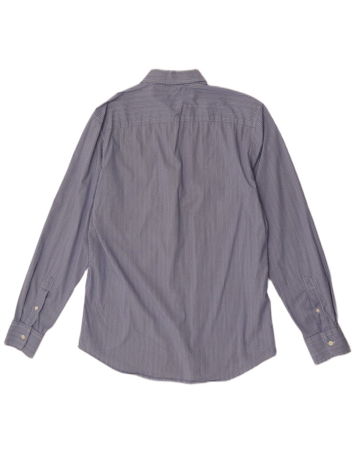 Camisa masculina Benetton grande algodão listrado azul