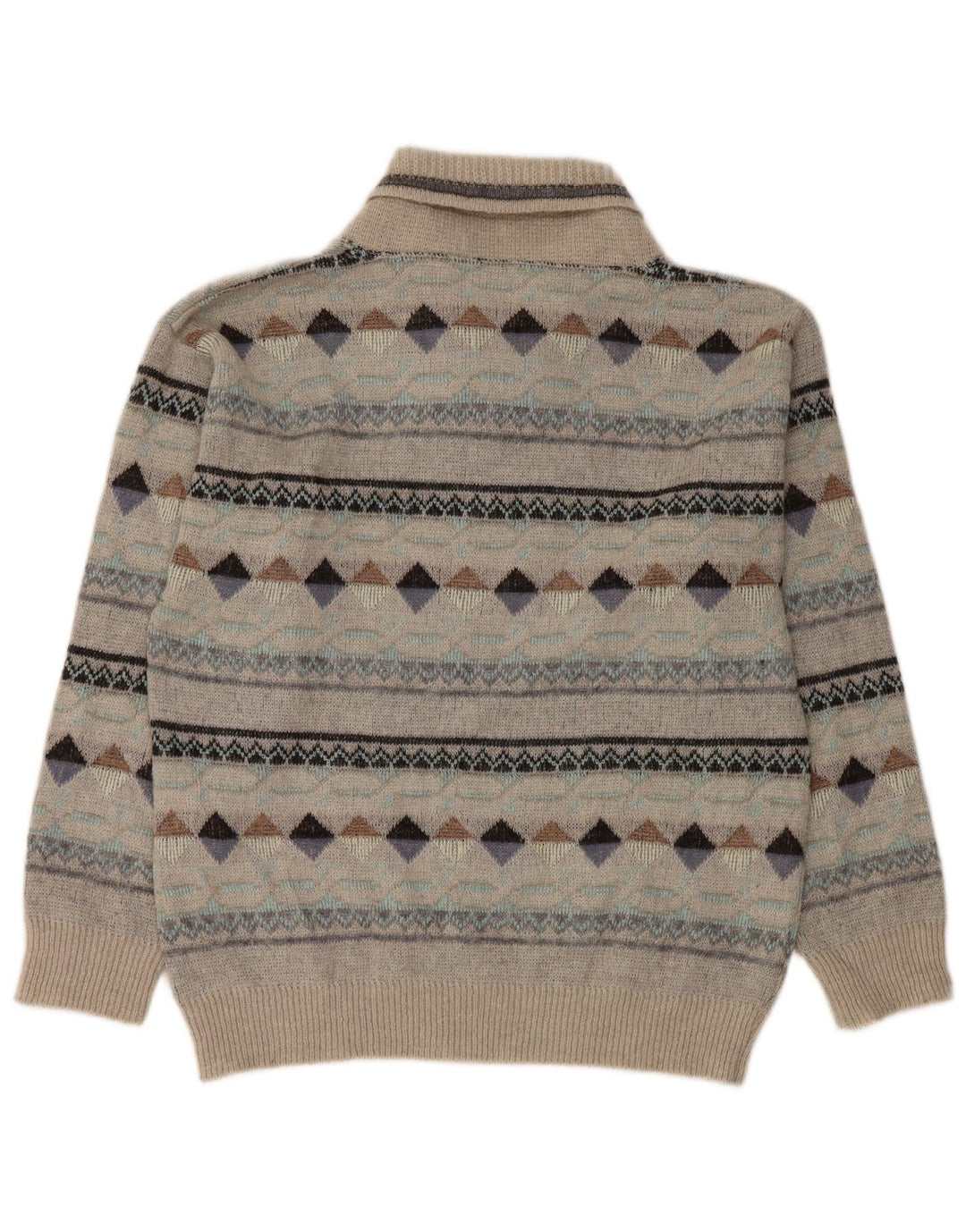 Suéter masculino vintage com gola xale IT 50 cinza médio Argyle/Diamante