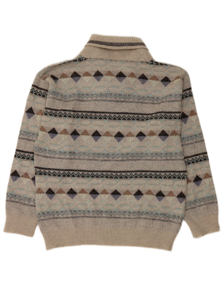 Suéter masculino vintage com gola xale IT 50 cinza médio Argyle/Diamante