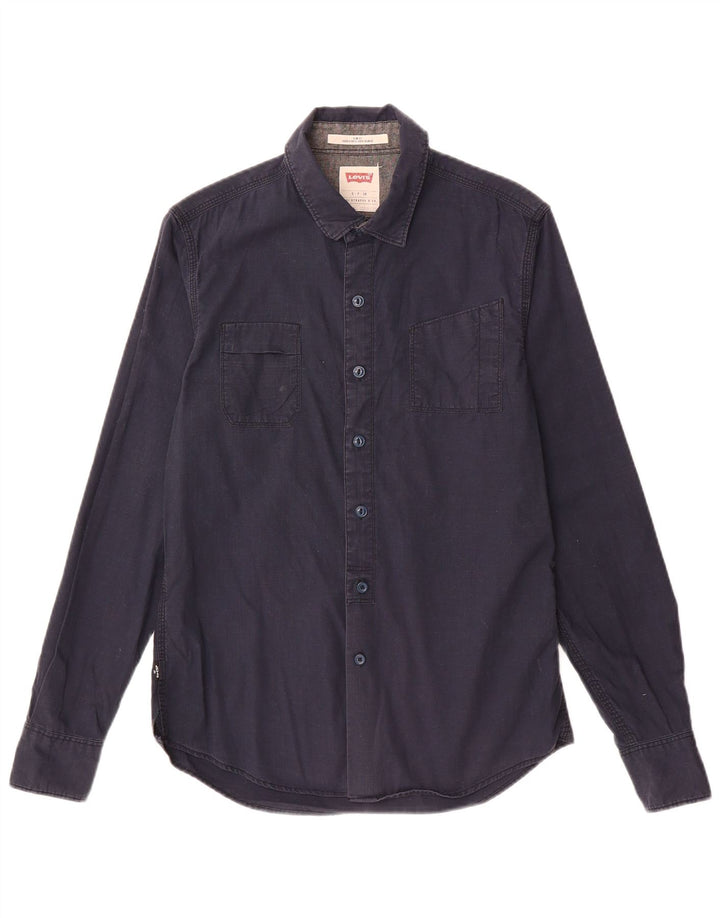 Camisa masculina slim fit LEVI'S pequena algodão azul marinho