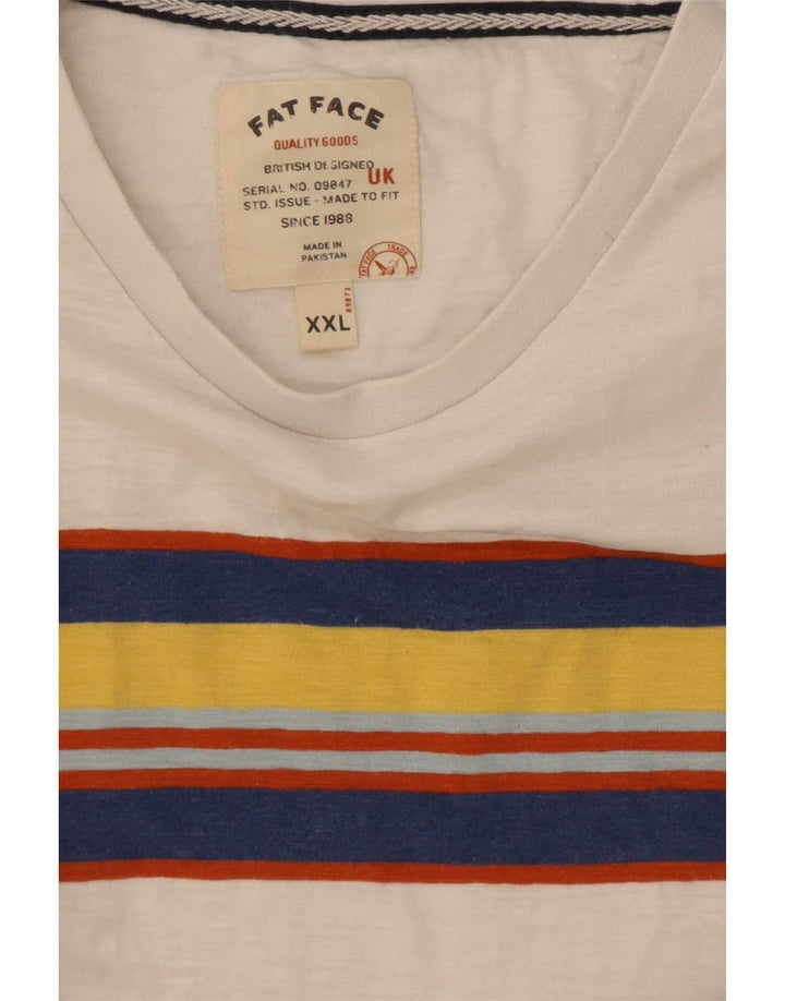 Camiseta masculina Fat Face Top 2XL algodão colorblock branco