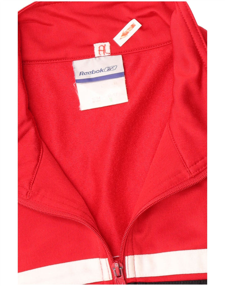 Reebok Mens Tracksuit Top Jacket Grande Poliéster Colorblock Vermelho