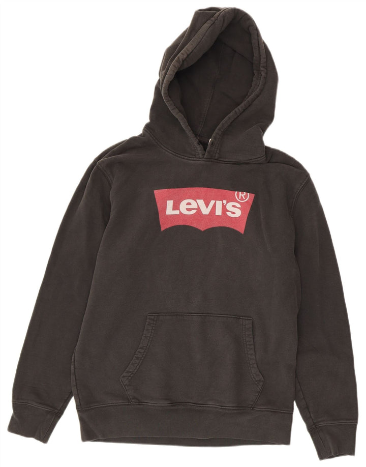Suéter com capuz gráfico padrão masculino Levi's médio preto algodão