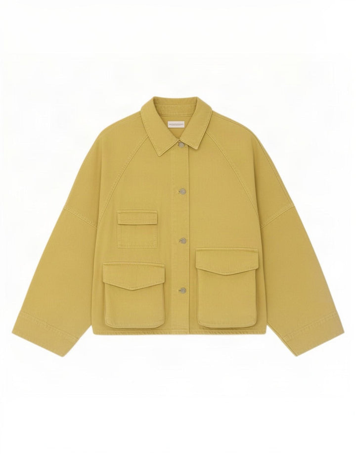 Zara Womens Oversized Utility Jacket UK 6 XS Amarelo Algodão