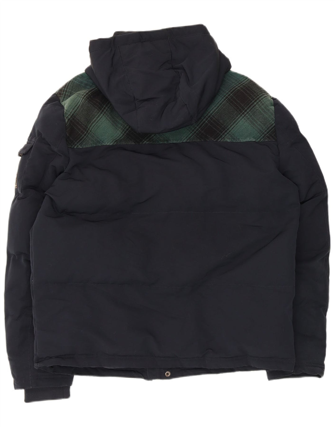 Jaqueta de esqui com capuz masculina Superdry UK 42 XL poliéster xadrez azul marinho