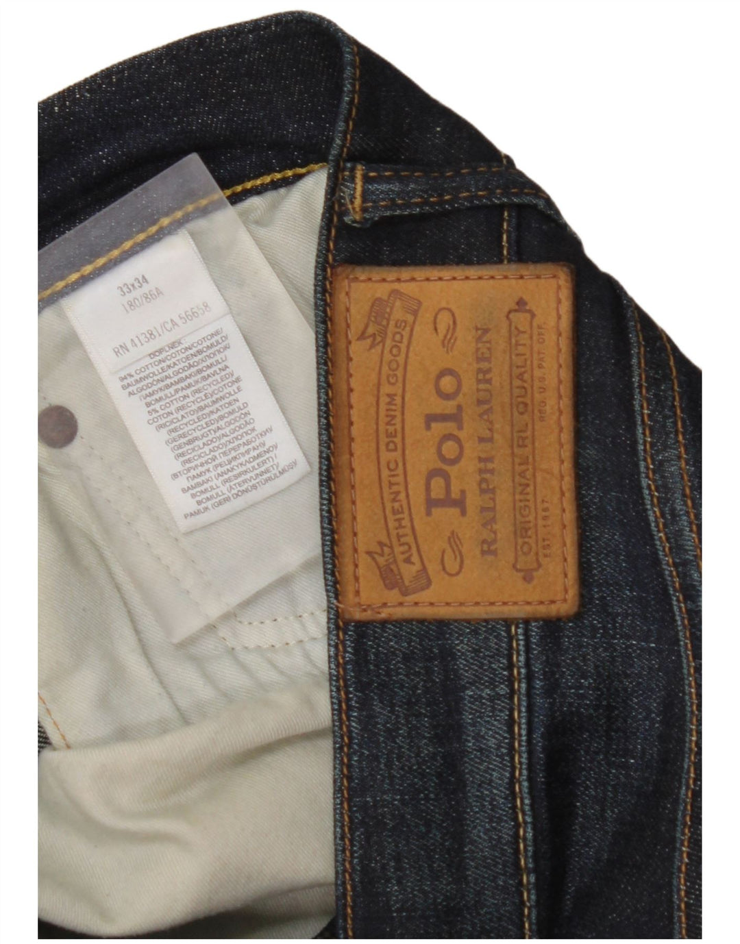 POLO RALPH LAUREN Jeans Slim Masculino W33 L34 Azul Marinho Algodão