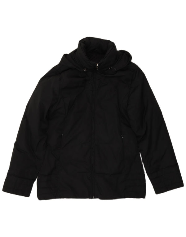 Jaqueta acolchoada com capuz feminina Moncler tamanho 2 poliéster preto médio