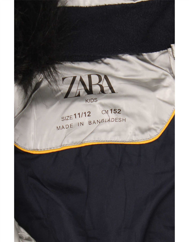 Jaqueta acolchoada com capuz para meninas Zara 11-12 anos poliéster prateado