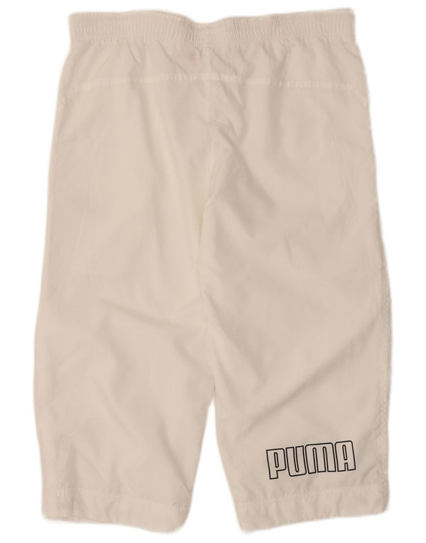 Puma Mens Graphic Bermuda Sport Shorts Pequeno Poliéster Branco