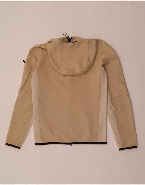 NIKE Mens Zip Hoodie Sweater XS Beige Colourblock Algodão