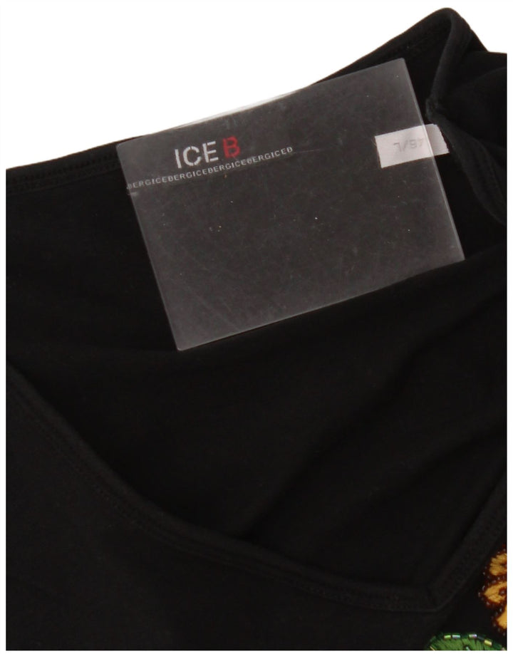 Top gráfico feminino ICEBERG manga comprida IT 46 grande preto floral