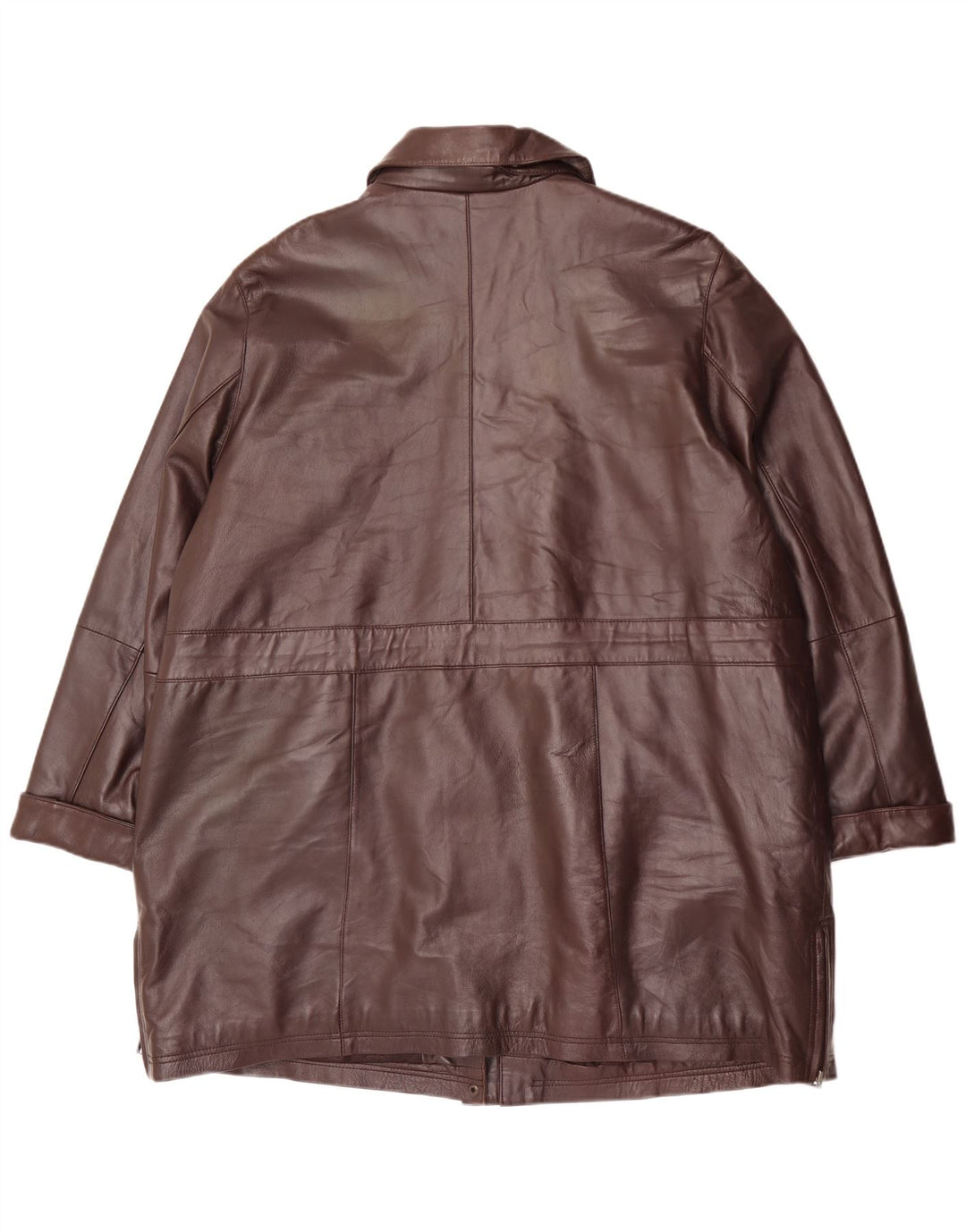 Casaco de couro feminino vintage UK 20 2XL couro marrom