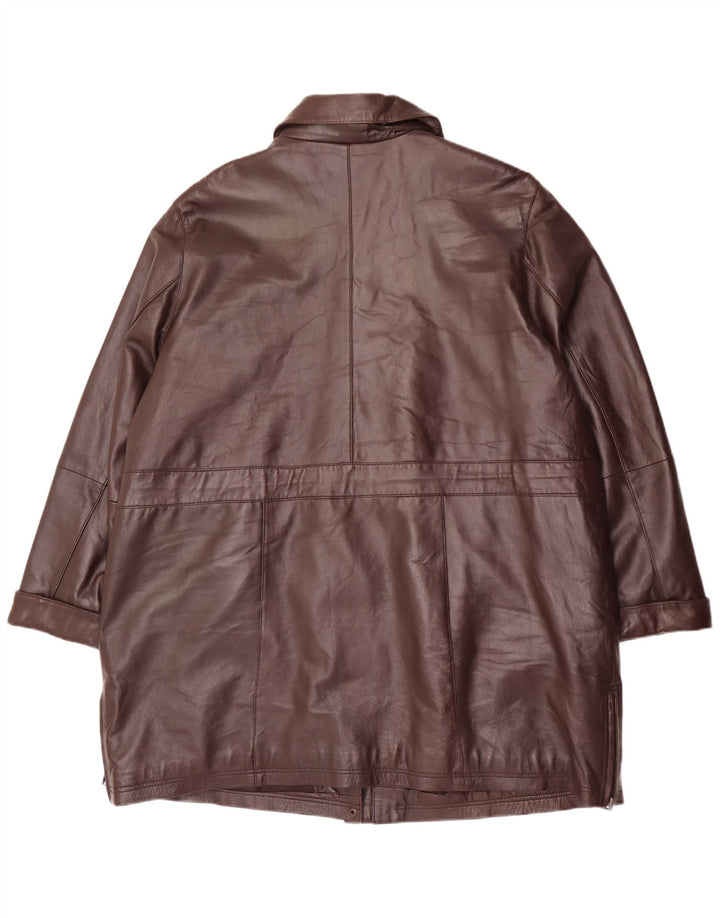 Casaco de couro feminino vintage UK 20 2XL couro marrom