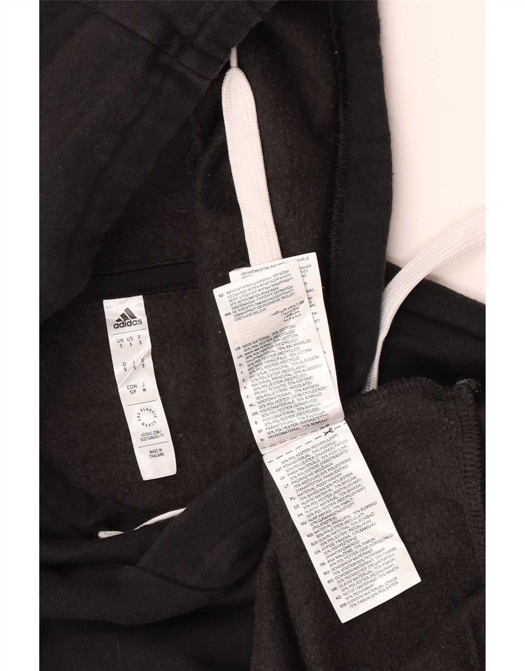 Adidas Mens Hoodie Jumper Pequeno Algodão Preto
