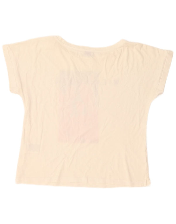 Liu Jo Camiseta Feminina Crop Graphic Top UK 14 Médio Off White