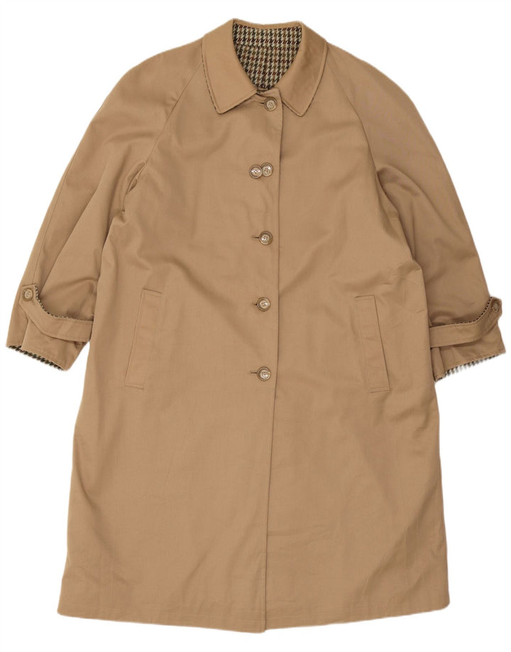 Sobretudo reversível superdimensionado vintage feminino IT 47 XL Bege Houndstooth