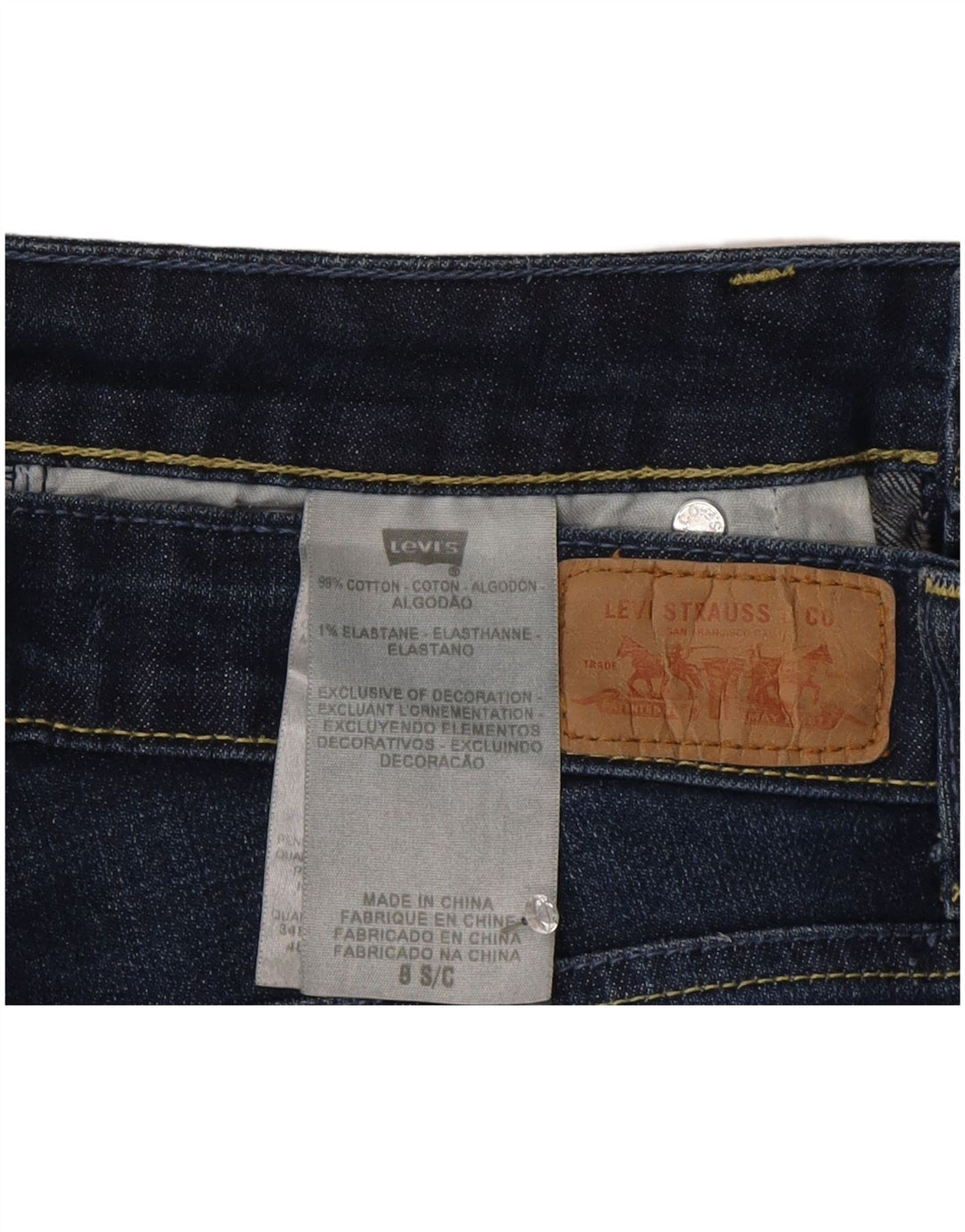 Jeans feminino Levi's Slim US 8 médio W30 L29 algodão azul marinho