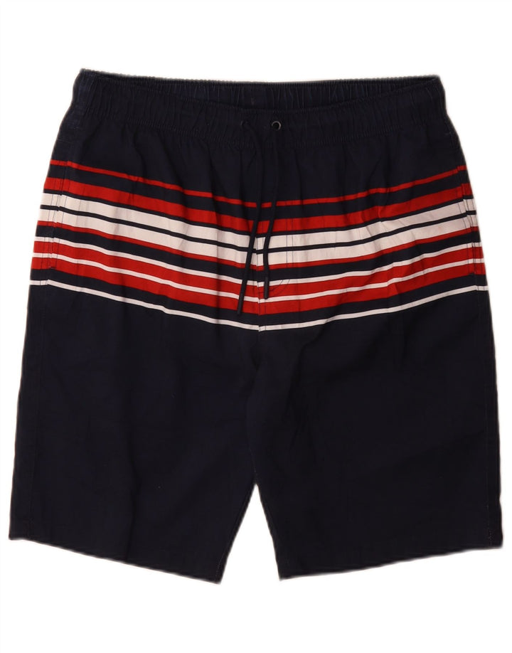 Shorts de natação masculino Marks & Spencer médio listrado azul marinho de poliéster