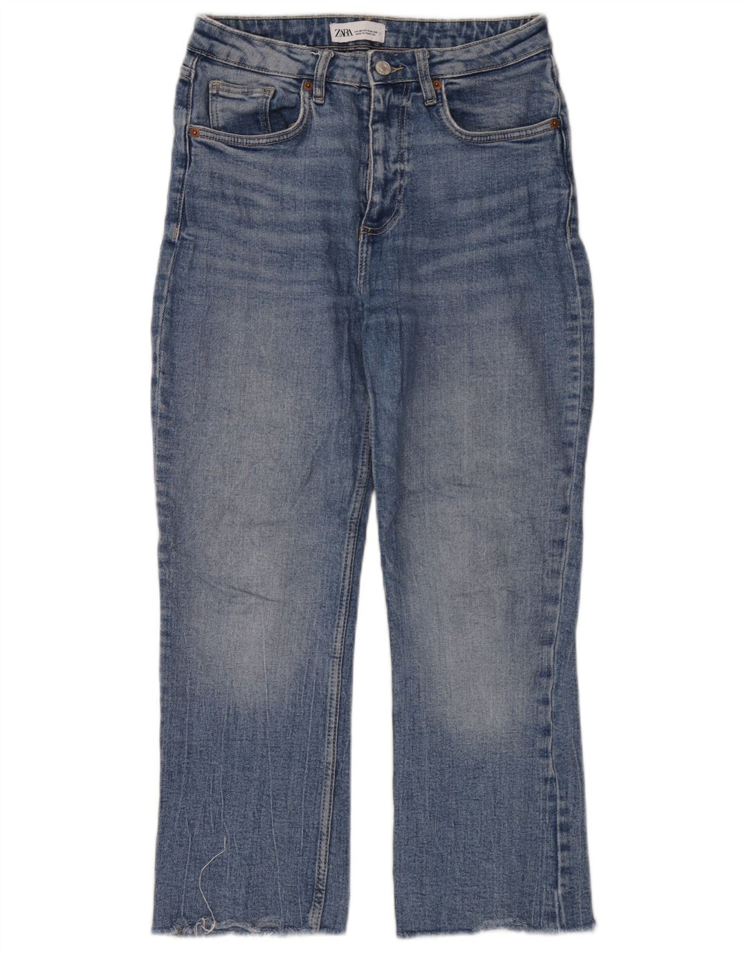 Calça jeans feminina Zara Bootcut EU 36 XS W26 L25 azul