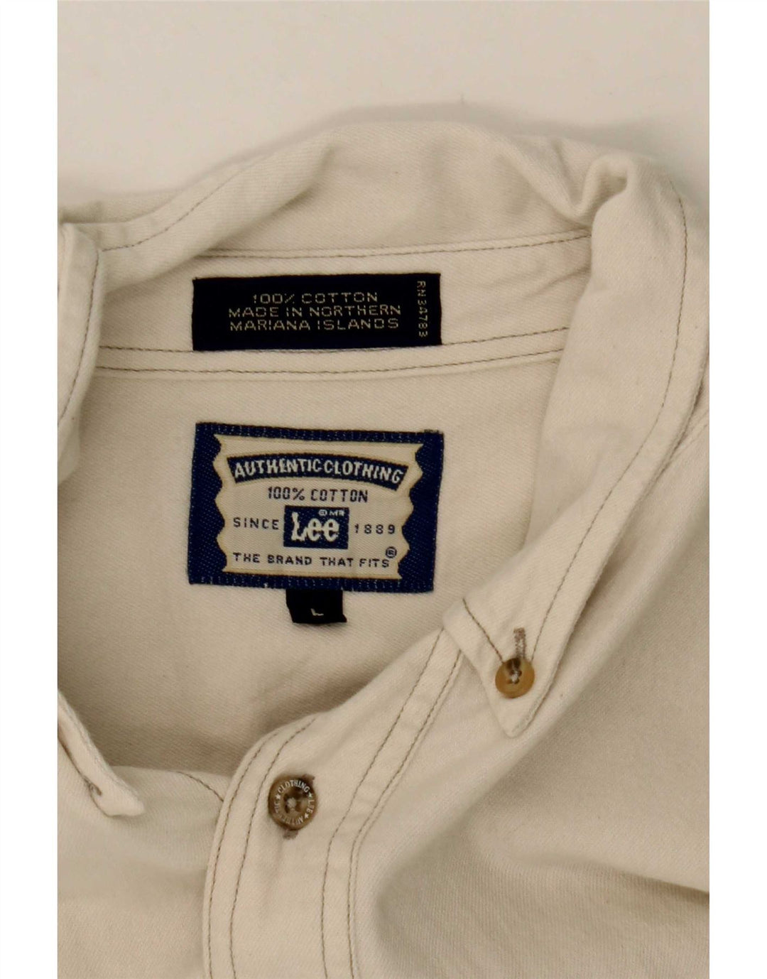 Camisa jeans masculina Lee grande de algodão branco