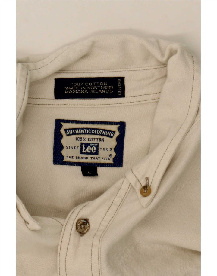 Camisa jeans masculina Lee grande de algodão branco