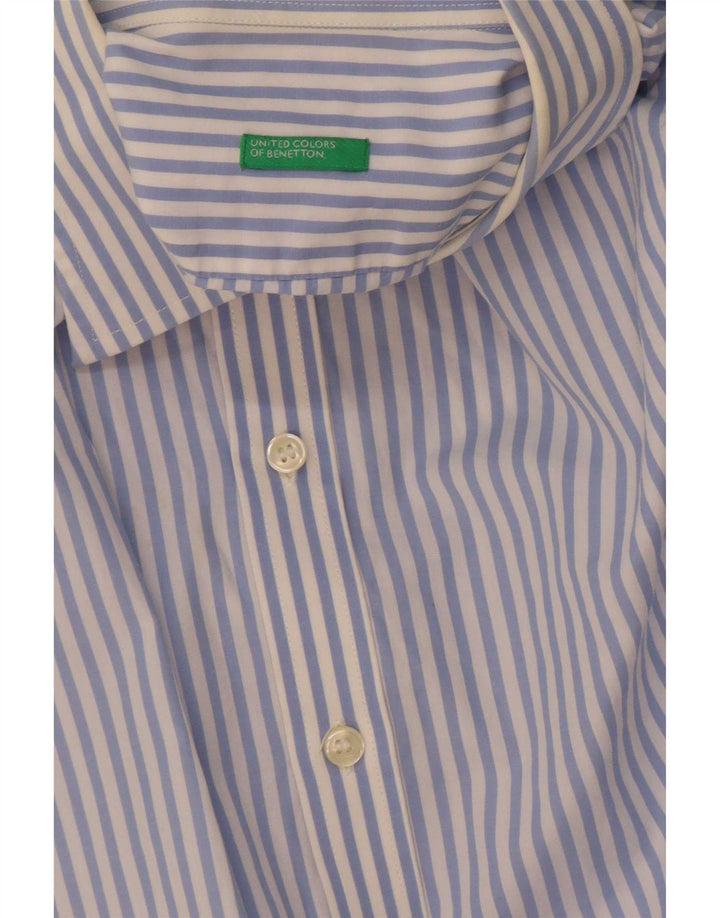 Camisa masculina Benetton listrada azul média
