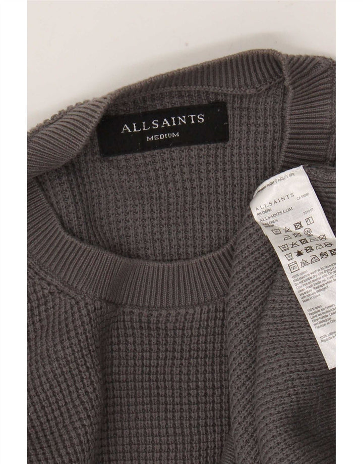Suéter masculino All Saints com gola redonda e algodão cinza médio