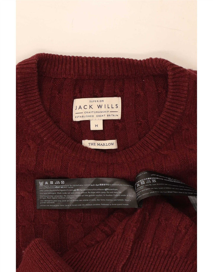 Suéter masculino Jack Wills com gola redonda, médio de lã cor de vinho