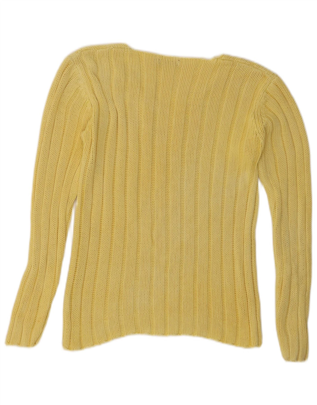 Suéter feminino VINTAGE com decote em V UK 18 XL algodão amarelo
