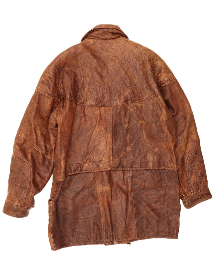 Jaqueta de couro masculina vintage UK 40 grande marrom