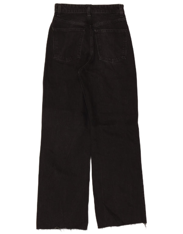 Zara Jeans feminino cintura alta com perna larga EU 36 XS W26 L29 preto