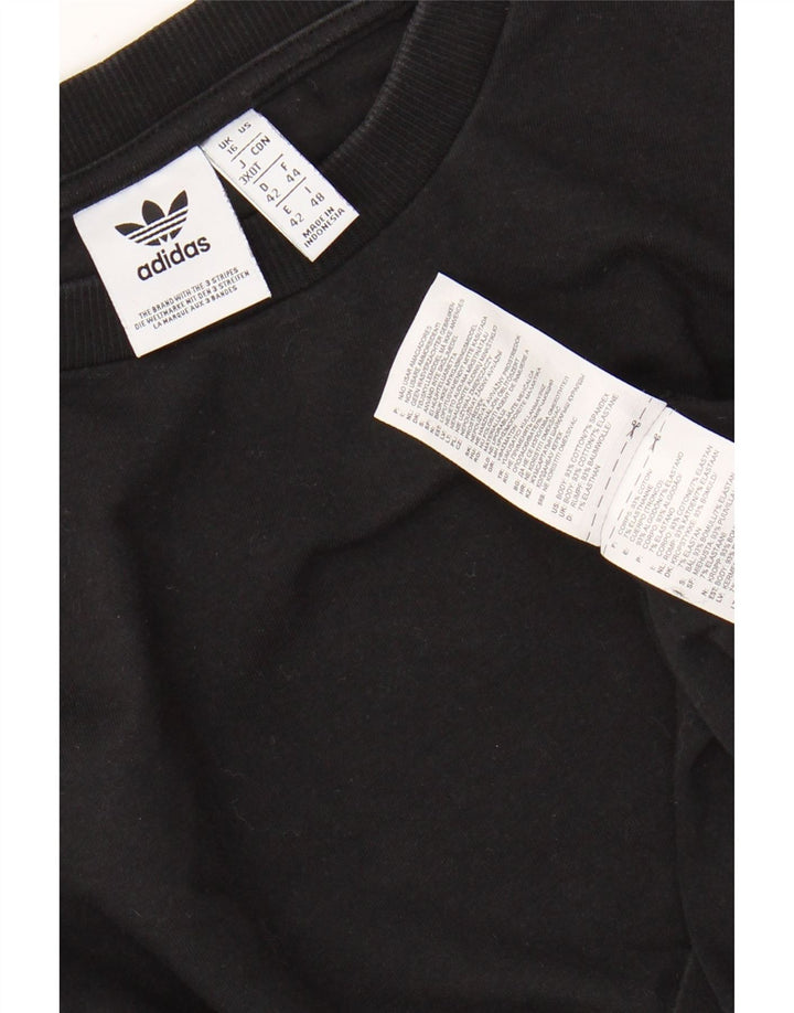 ADIDAS Womens Crop Top Manga Longa UK 16 Grande Algodão Preto