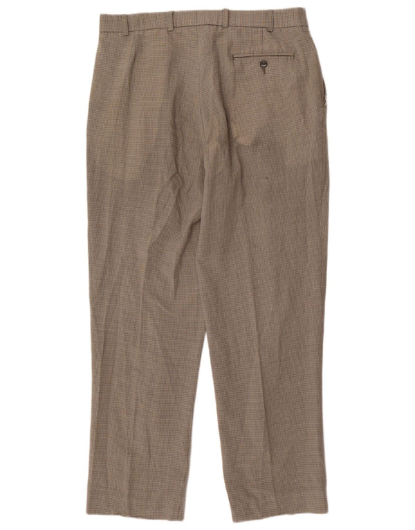 Marks & Spencer Mens Chino Trousers EU 46 XL W36 L31 Khaki Houndstooth