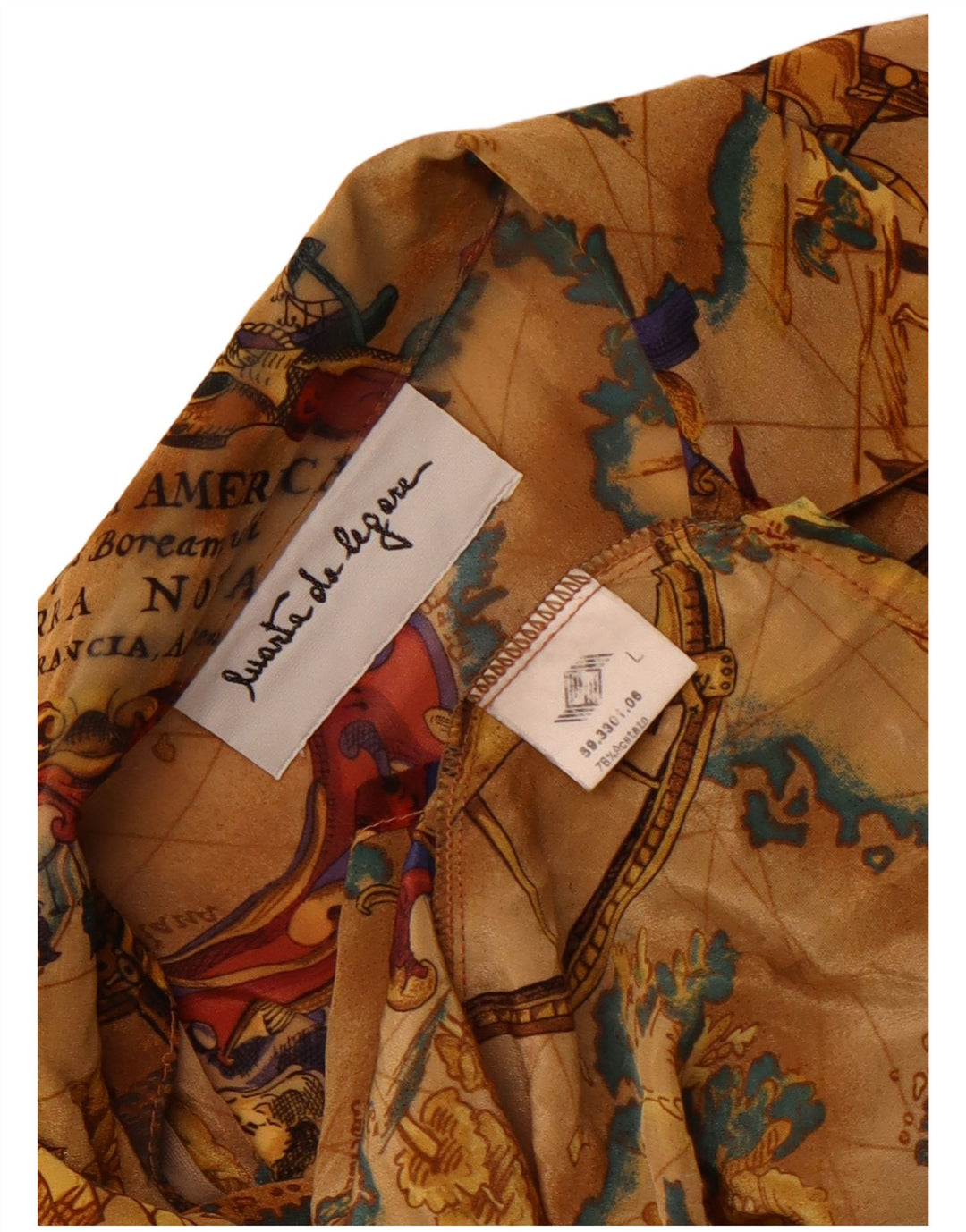 Blusa feminina vintage com estampa oversized Reino Unido 16 grande acetato bege