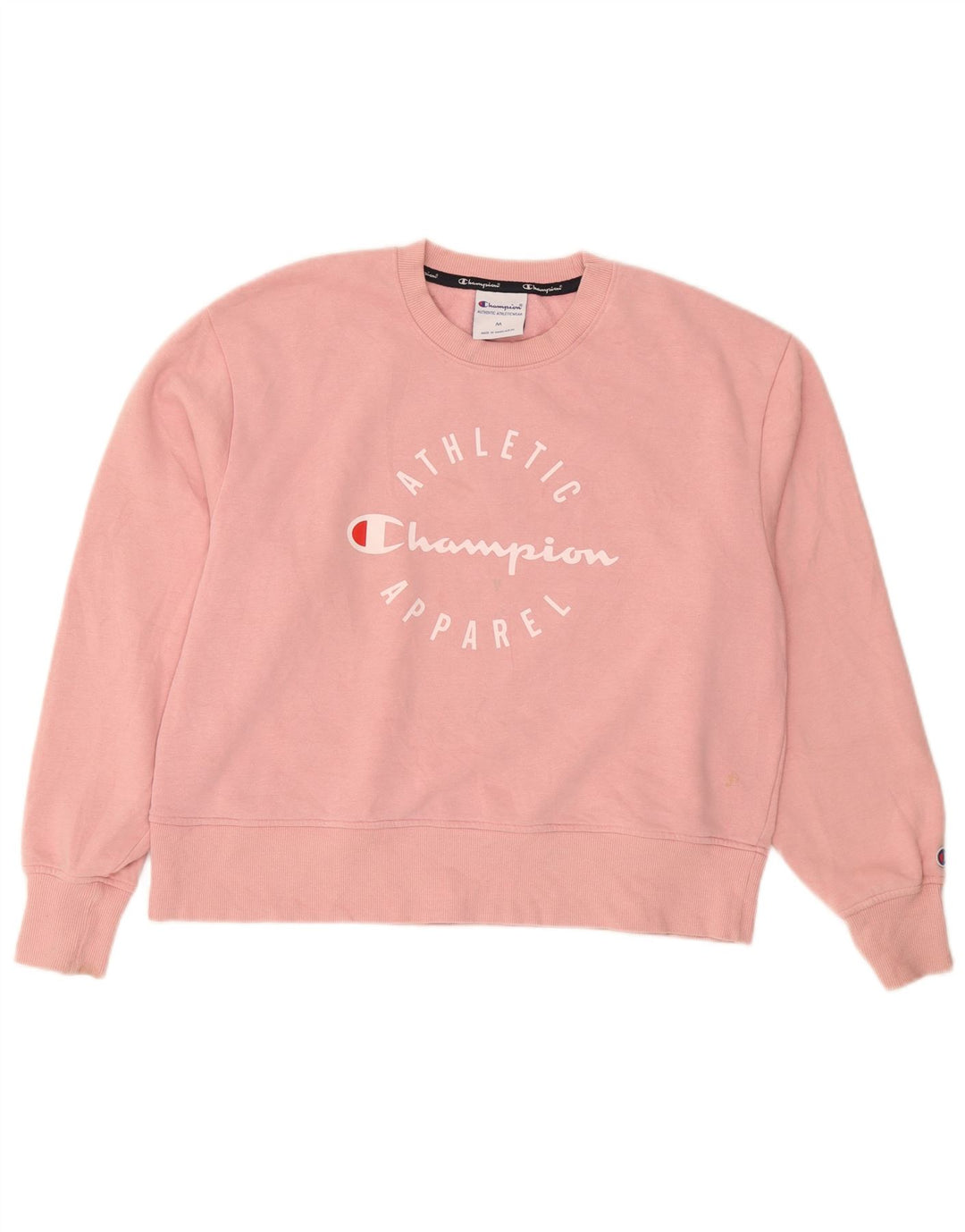 Champion feminino gráfico moletom jumper UK 14 médio algodão rosa