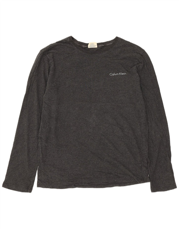 Calvin Klein Camiseta masculina manga comprida algodão cinza médio