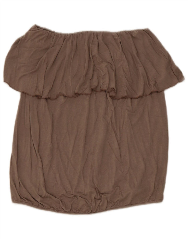 Top feminino Benetton com ombro de fora UK 12 Viscose cinza médio
