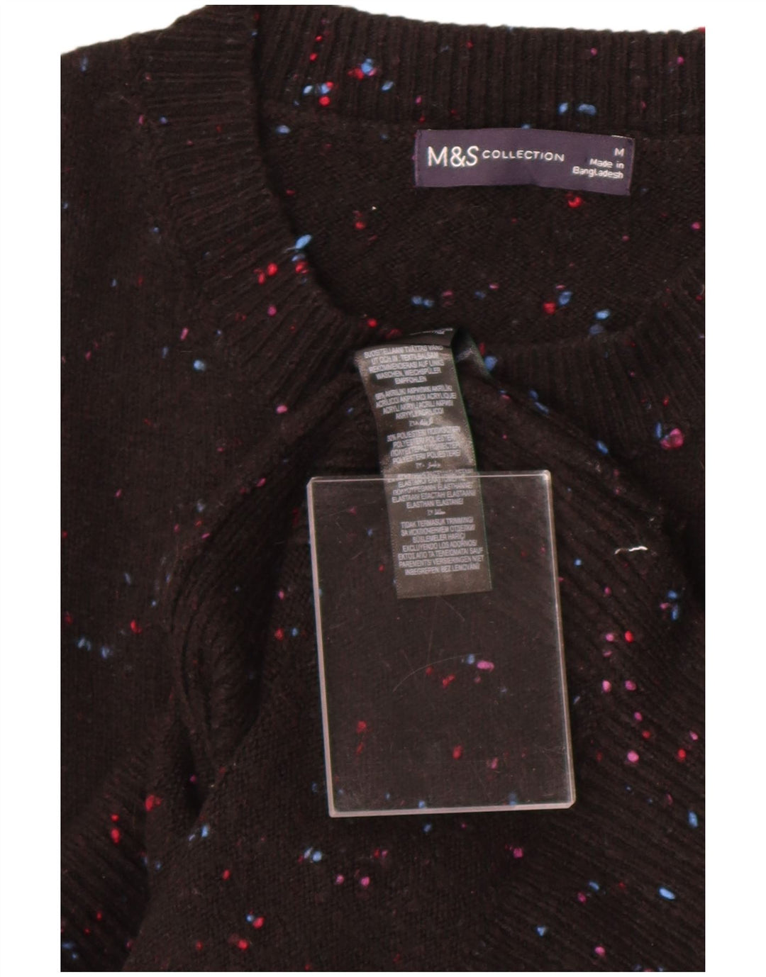 Regata masculina Marks & Spencer com colete médio preto manchado de acrílico
