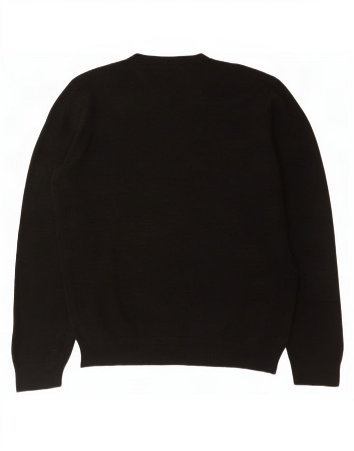 Suéter masculino Marks & Spencer com decote em V grande acrílico preto