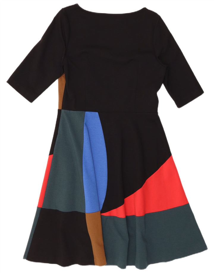Vestido feminino boden evasê uk 14 grande algodão colorblock multicolorido