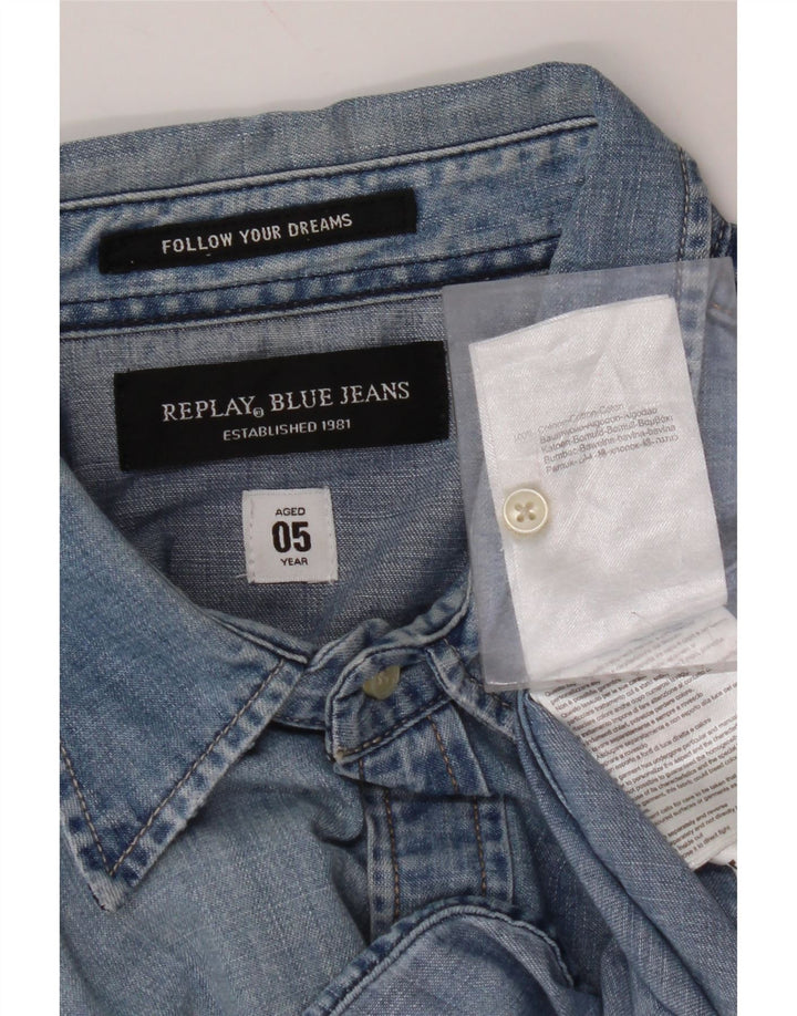 Camisa jeans masculina REPLAY grande algodão azul