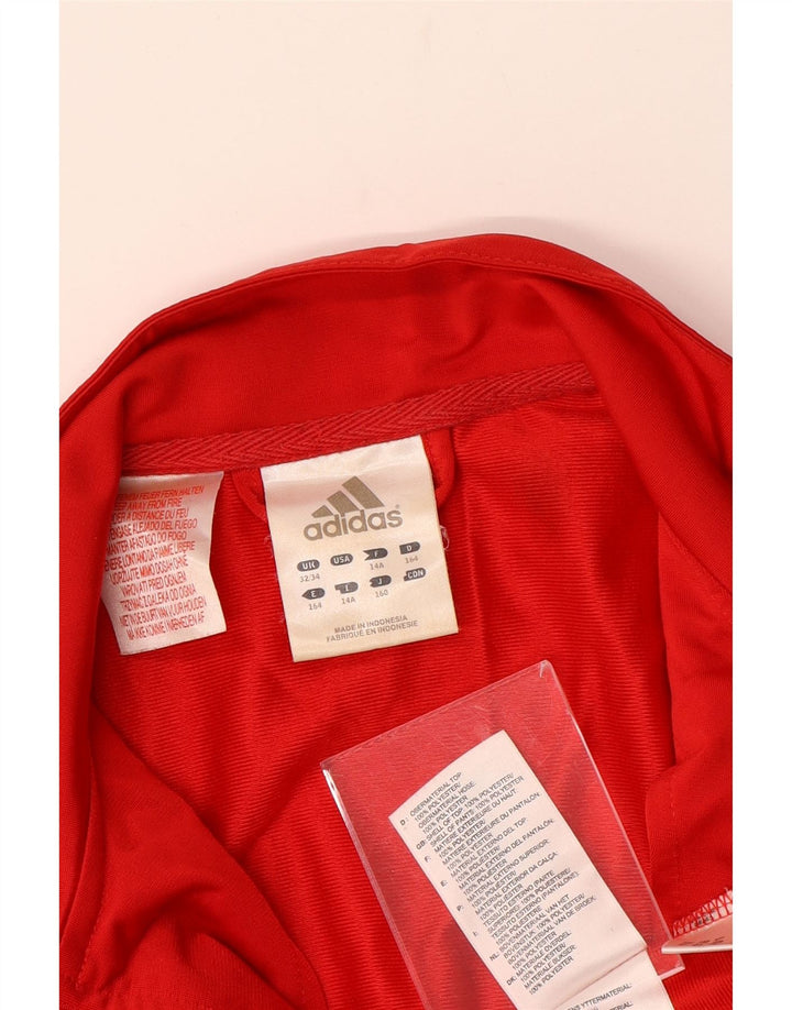 ADIDAS Meninos Tracksuit Top Jacket 13-14 Anos Vermelho Colourblock Poliéster