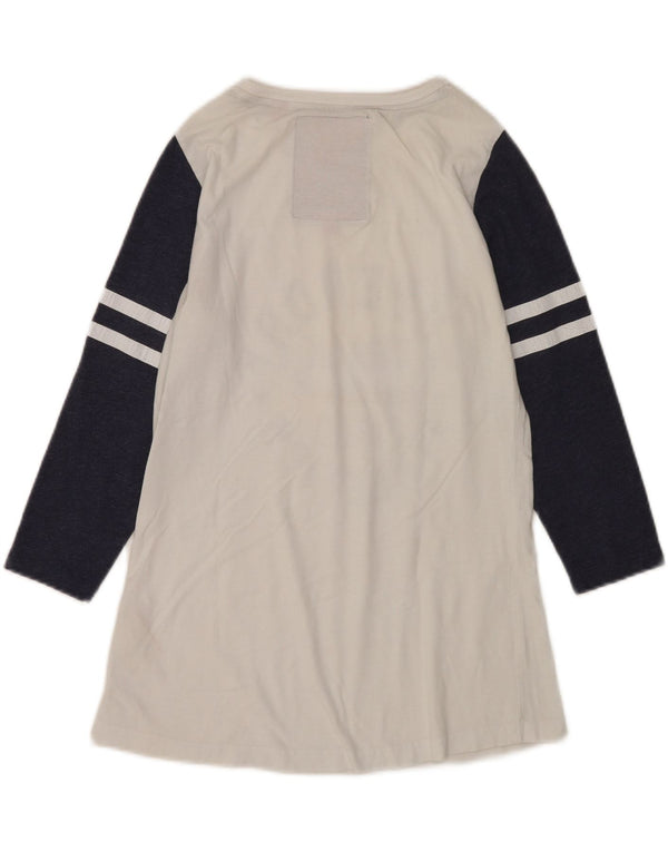 Top gráfico feminino Superdry manga 3/4 UK 12 médio branco colorblock